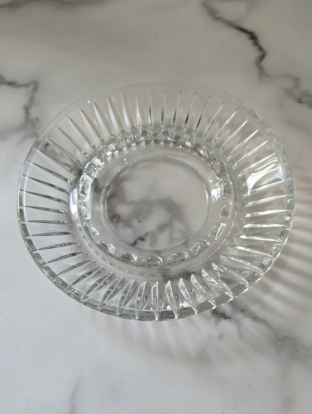 vintage mid-century pressed clear glass ashtray